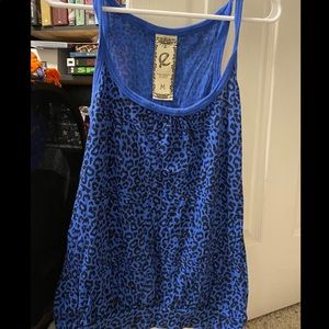 Blue leopard print tank top